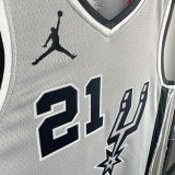 20-21 SA Spurs DUNCAN #21 Grey Top Quality Hot Pressing NBA Jersey (Trapeze Edition)