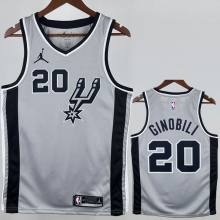 20-21 SA Spurs GINOBILI #20 Grey Top Quality Hot Pressing NBA Jersey (Trapeze Edition)