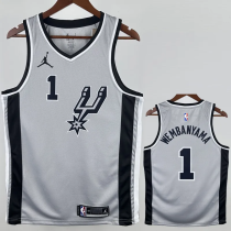 20-21 SA Spurs WEMBANYAMA #1 Grey Top Quality Hot Pressing NBA Jersey (Trapeze Edition)