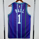 2019-20 HORNETS BALL #1 Royal blue Retro Top Quality Hot Pressing NBA Jersey