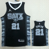 22-23 SA Spurs DUNCAN #21 Black Top Quality Hot Pressing NBA Jersey (Retro Logo)