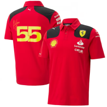 2023 F1 Ferrari Number55 New Pattern Short Sleeve Racing Suit