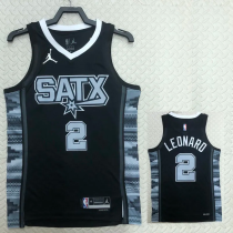 22-23 SA Spurs LEONARD #2 Black Top Quality Hot Pressing NBA Jersey (Trapeze Edition)