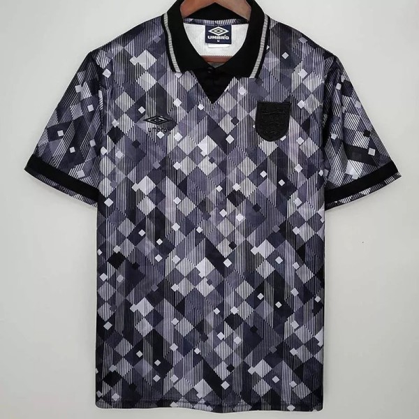 1990 England Away Black Retro Soccer Jersey