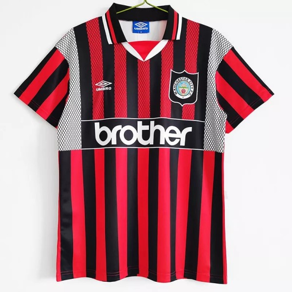 1994-1996 Man City Away Red Retro Soccer Jersey