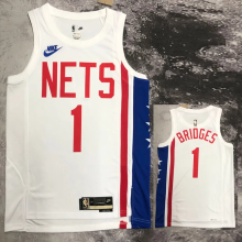 NETS BRIDGES #1 White Retro Top Quality Hot Pressing NBA Jersey