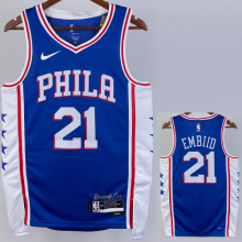 22-23 76ERS EMBIID #21 Blue Top Quality Hot Pressing NBA Jersey