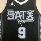 22-23 SA Spurs PARKER #9 Black Top Quality Hot Pressing NBA Jersey (Trapeze Edition)