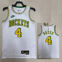 22-23 ROCKETS GREEN #4 White Top Quality Hot Pressing NBA Jersey (Retro Logo)