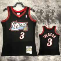 1998 76ERS IVERSON #3 Black Retro Top Quality Hot Pressing NBA Jersey