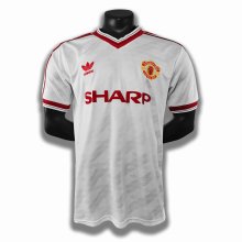 1986 Man Utd Away White Retro Soccer Jersey