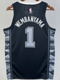 22-23 SA Spurs WEMBANYAMA #1 Black Top Quality Hot Pressing NBA Jersey (Trapeze Edition) 飞人版