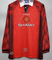 1996 Man Utd Home Long Sleeve Retro Soccer Jersey