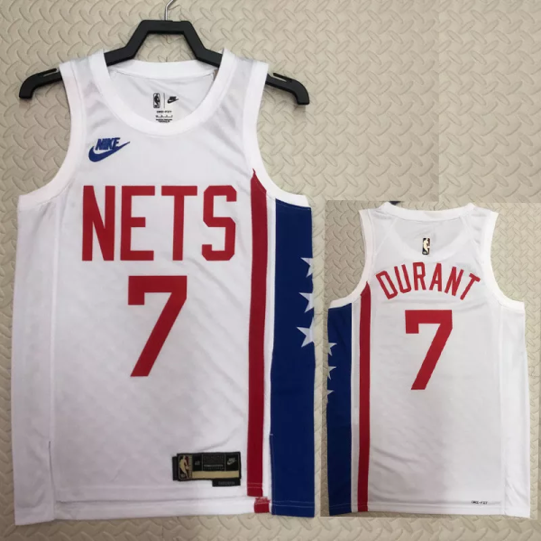 22-23 Nets DURANT #7 White Top Quality Hot Pressing NBA Jersey (Retro Logo)