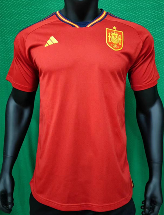 22-23 Spain Home World Cup Fans Soccer Jersey