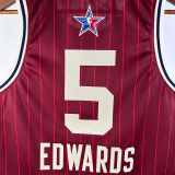 23-24 ALL-STAR EDWARDS #5 Red Top Quality Hot Pressing NBA Jersey