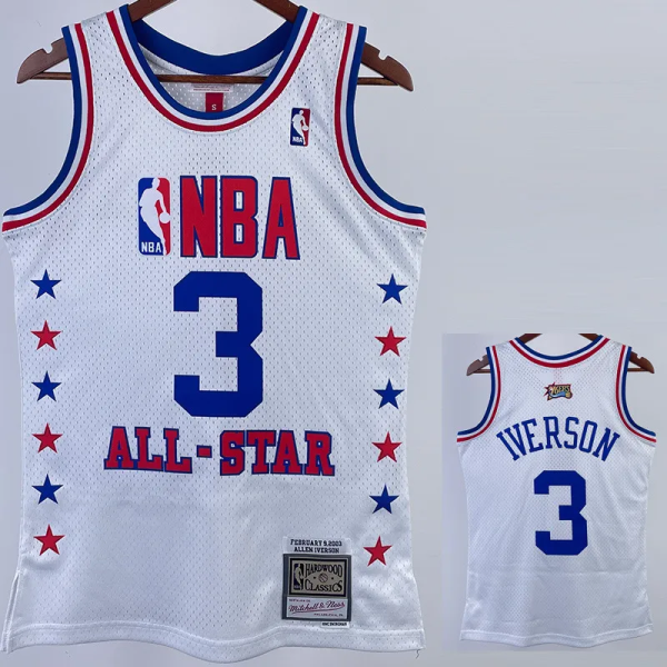 ALL-STAR IVERSON #3 White Top Quality Hot Pressing NBA Jersey