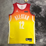 2023 ALL STAR MORANT #12 Yellow Top Quality Hot Pressing NBA Jersey