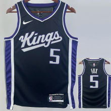 23-24 Kings FOX #5 Black Top Quality Hot Pressing NBA Jersey