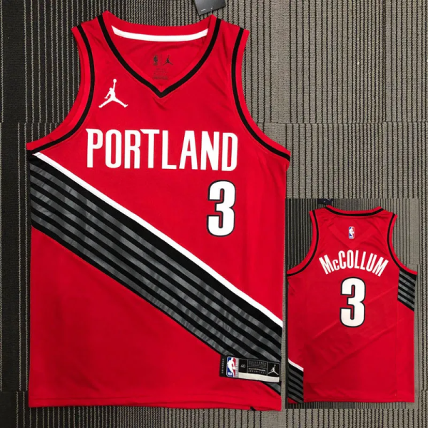 Trail Blazers McCOLLUM #３Jordan Red Top Quality Hot Pressing NBA Jersey