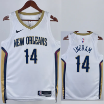 22-23 Pelicans INGRAM #14 White Top Quality Hot Pressing NBA Jersey（V领）