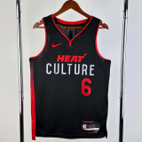 23-24 HEAT JAMES #6 Black City Edition Top Quality Hot Pressing NBA Jersey (V领）