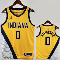 22-23 Indiana Pacers HALIBURTON #0 Yellow Top Quality Hot Pressing NBA Jersey