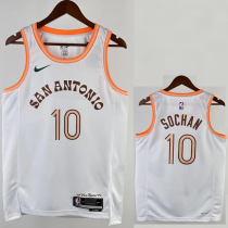 23-24 SA Spurs SOCHAN #10 White City Edition Top Quality Hot Pressing NBA Jersey