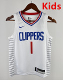 2023 Clippers HARDEN #1 White Top Quality Hot Pressing Kids NBA Jersey