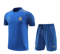 24-25 Marseille Blue Training Short Suit (100%Cotton)纯棉