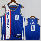 23-24 Kings MONK #0 Blue City Edition Top Quality Hot Pressing NBA