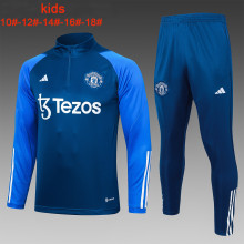 23-24 Man Utd High Quality Kids Half Pull Tracksuit