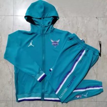 21-22 NBA Hornets Lake Blue Hoodie Jacket Tracksuit #H0094