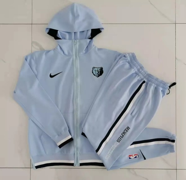 21-22 NBA Grizzlies Light Grey Hoodie Jacket Tracksuit #H0103