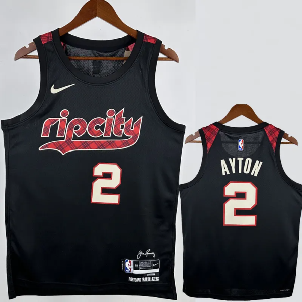 23-24 Trail Blazers AYTON #2 Black City Edition Top Quality Hot Pressing NBA Jersey