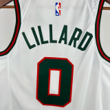 2017-18 BUCKS LILLARD #0 White Retro Top Quality Hot Pressing NBA Jersey