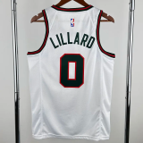 2017-18 BUCKS LILLARD #0 White Retro Top Quality Hot Pressing NBA Jersey