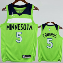 TIMBERWOLVES EDWARDS #5 Fluorescent green Top Quality Hot Pressing NBA Jersey (Trapeze Edition)