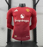 24-25 Man Utd Home Long sleeves Player Version Soccer Jersey