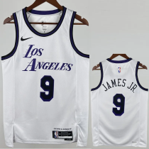 22-23 LAKERS JAMES JR. #9 White City Edition Top Quality Hot Pressing NBA Jersey