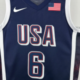 2024 Olympic Game USA JAMES # 6 Dark Blue Basketball Jersey