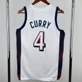 2024 Olympic Game USA CURRY # 4 White Basketball Jersey