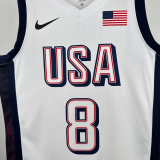 2024 Olympic Game USA LEONARD # 8 White Basketball Jersey