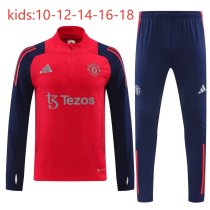 24-25 Man Utd High Quality Kids Half Pull Tracksuit