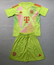 24-25 Bayern Fluorescent Yellow GoalKeeper Kids Soccer Jersey