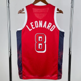 2024 Olympic Game USA LEONARD # 8 Red Basketball Jersey