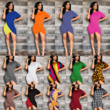 Round Neck Short Sleeved Irregular Club Dress