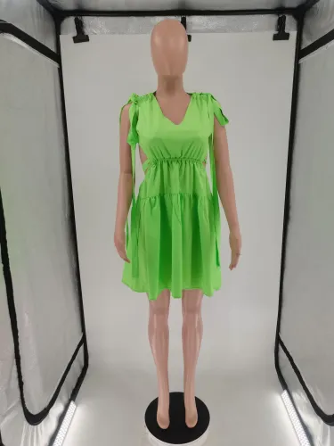 Candy Colored Strapped Open Back Sleeveless Dress