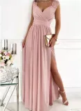 Sleeveless Lace Open Back Bottom Split Dress