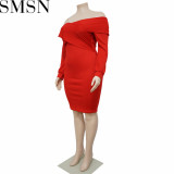 Plus Size Dress V neck solid color midi dress sexy dress wish hot sale